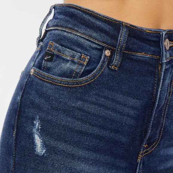 Kancan Distressed Skinny Mid Rise Stretch Blue Denim Jeans Womens Size 25 3 - Picture 1 of 8